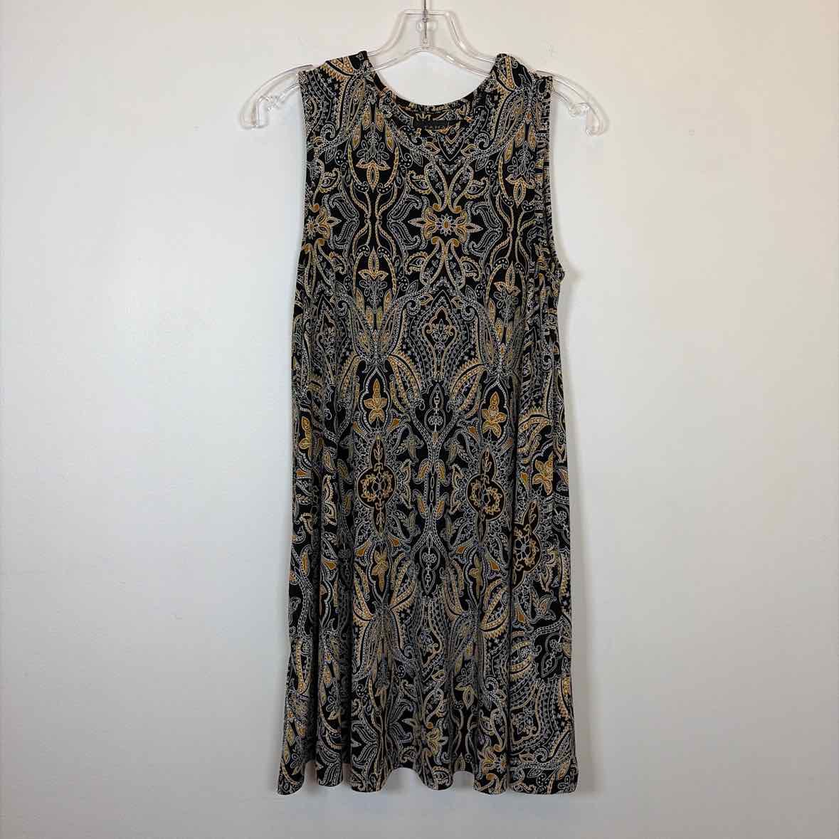 Pre-Owned Size S Tahari Black/Gold Casual Dress