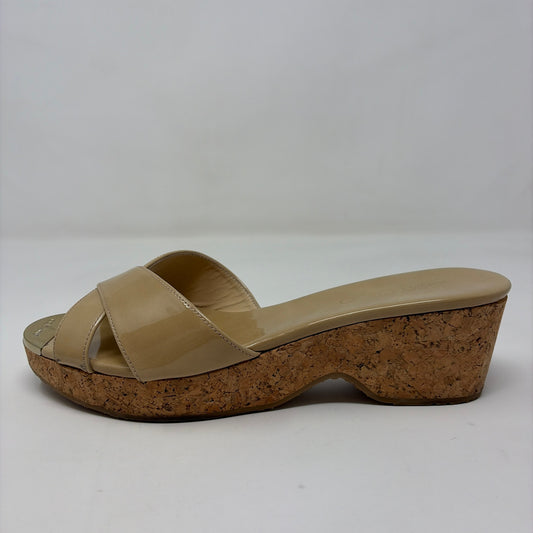 Pre-Owned Jimmy Choo Tan Patent Shoe Size 8.5 Designer Shoes