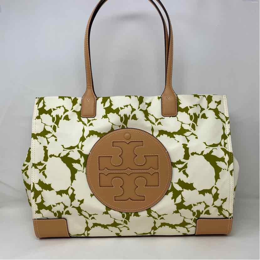 Pre-Owned Tory Burch Green Floral Nylon Handbag