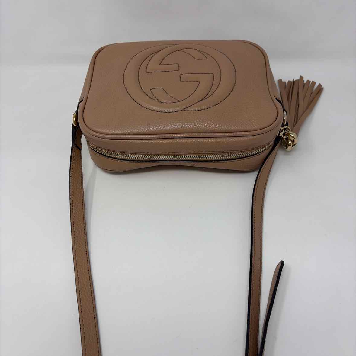 Pre-Owned Gucci Tan Leather Designer Handbag
