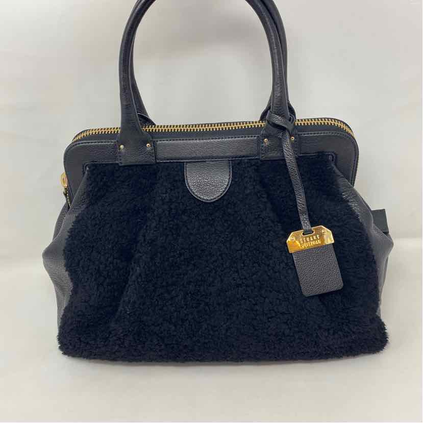 Pre-Owned Stuart Weitzman black  polka dot Faux Shearling Handbag
