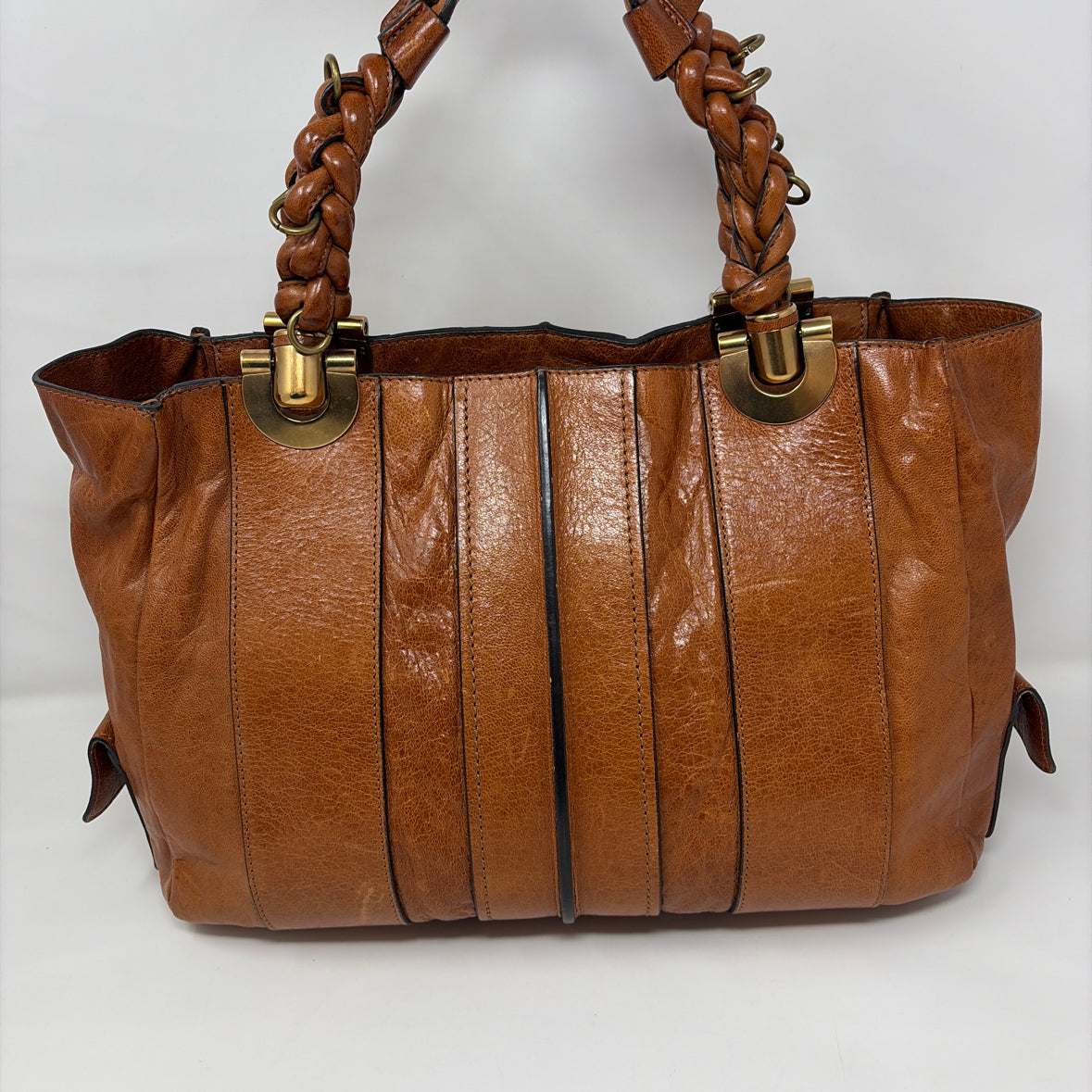 Pre-Owned Chloe Cognac Leather Designer Handbag