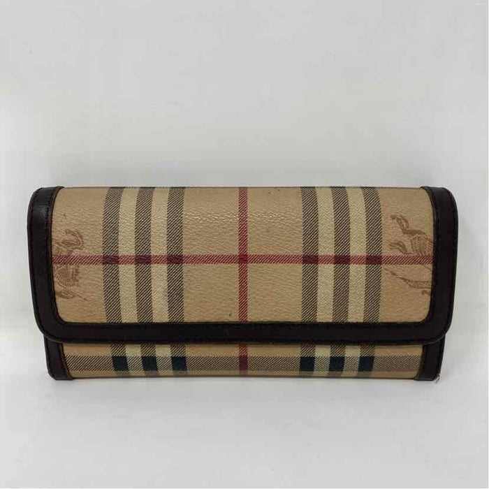 Pre-Owned Burberry Plaid Leather Designer Wallet