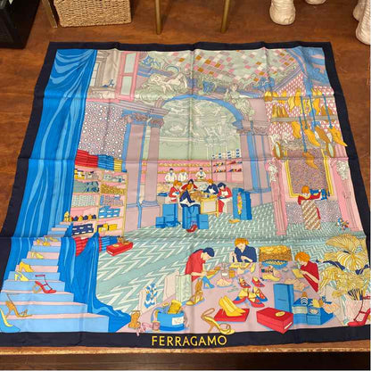 Pre-Owned Ferragamo Multi Silk Designer Scarf