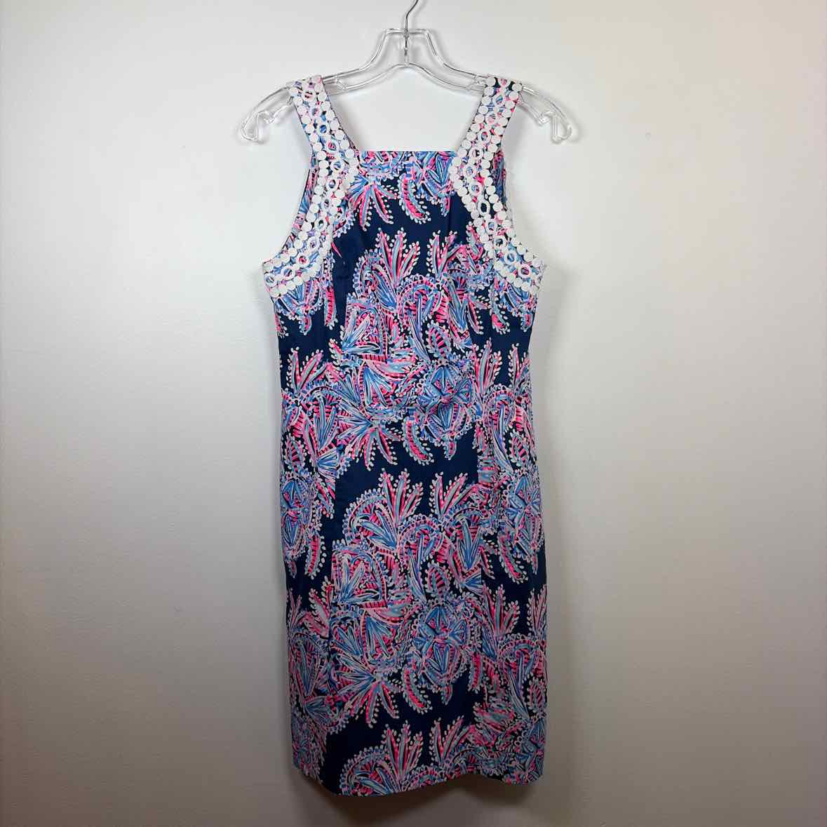 Pre-Owned Size 4/S Lilly Pulitzer Navy Print Casual Dress