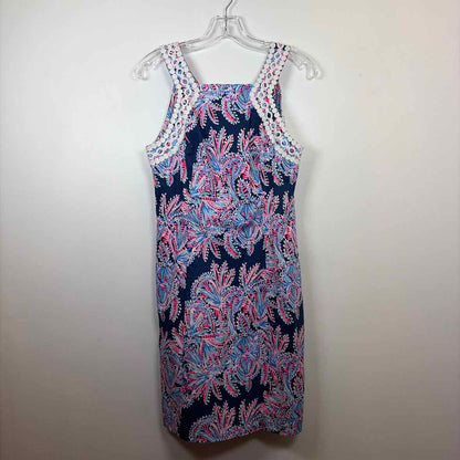 Pre-Owned Size 4/S Lilly Pulitzer Navy Print Casual Dress