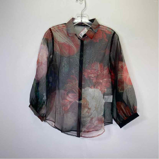 Pre-Owned Size S/M Pankaj & Nidhi Black Floral Top