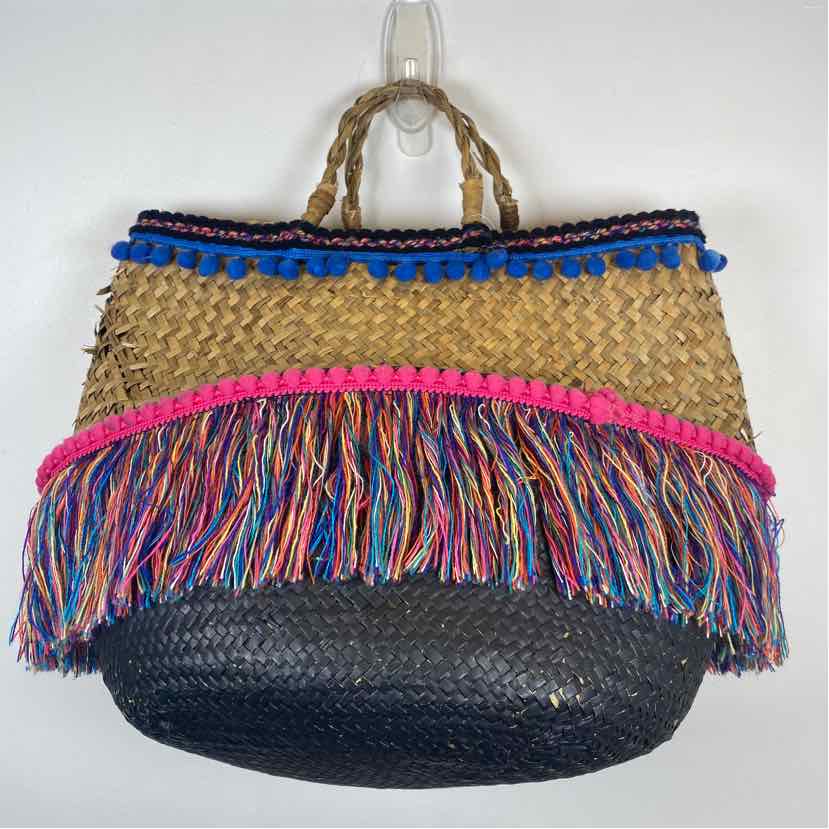 Pre-Owned Don't Stop Beaching Straw Straw Handbag