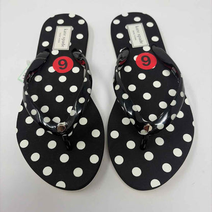 Pre-Owned Shoe Size 6 Kate Spade Black/White Flip Flops
