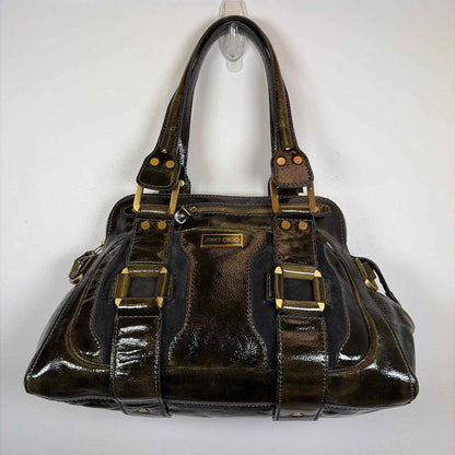 Pre-Owned Jimmy Choo Olive Patent Designer Handbag