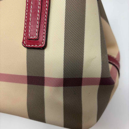 Pre-Owned Burberry Red Multi Coated Canvas Designer Handbag