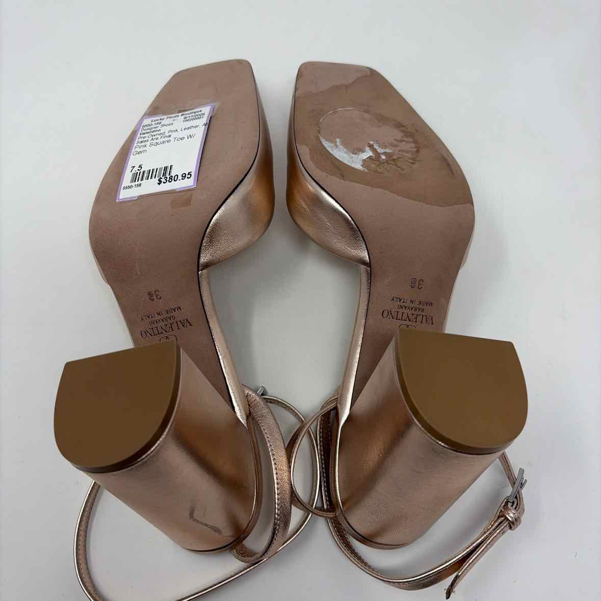 Pre-Owned Valentino Pink Leather Shoe Size 7.5 Designer Shoes
