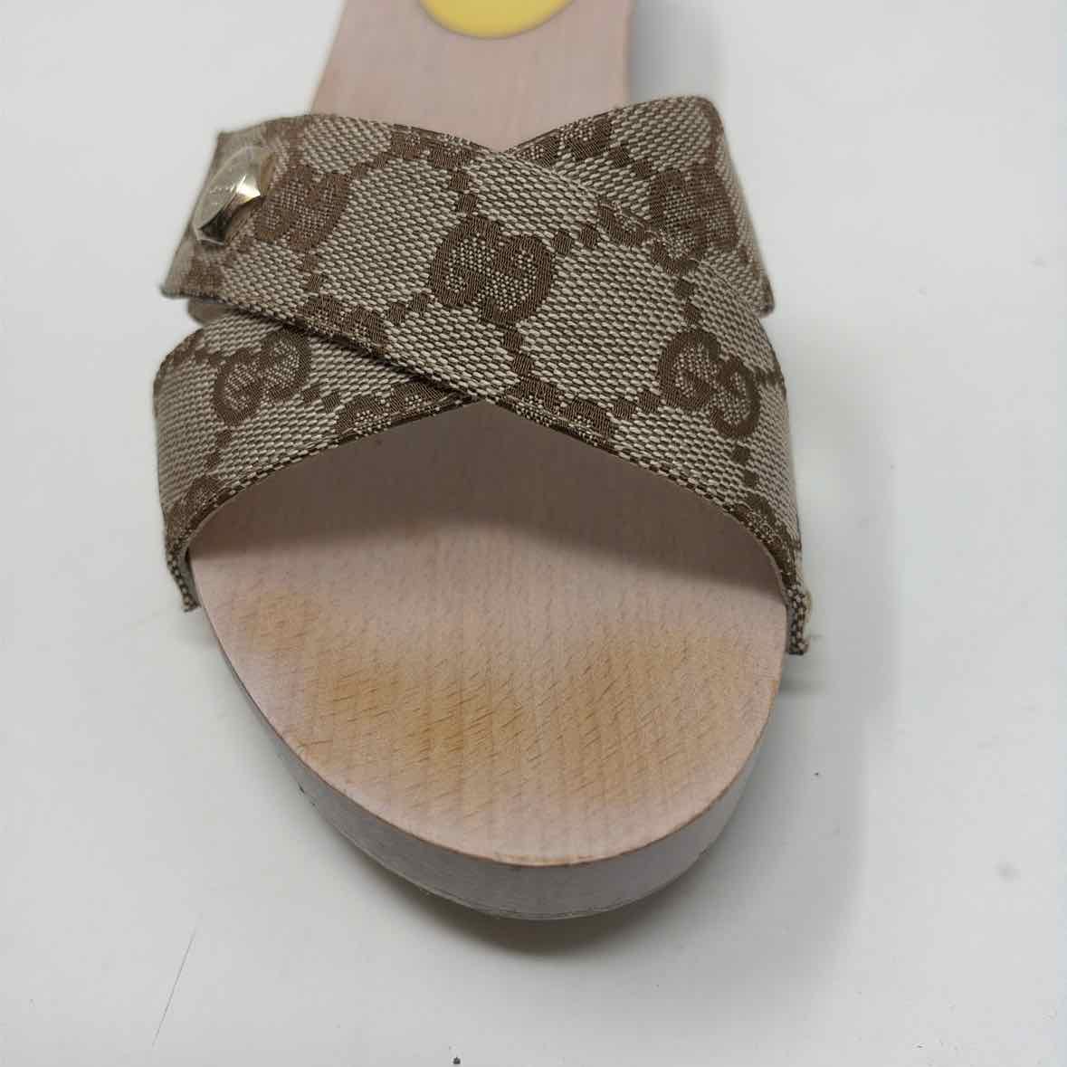 Pre-Owned Gucci Monogram Wood Shoe Size 6 Designer Shoes