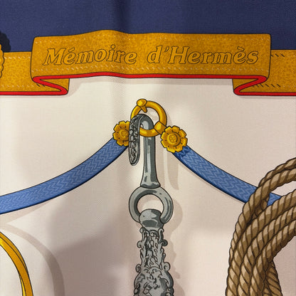 Pre-Owned Hermes Navy Multi Silk Designer Scarf