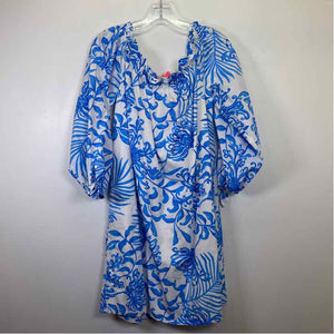 Pre-Owned Size L Lilly Pulitzer Blue Floral Casual Dress
