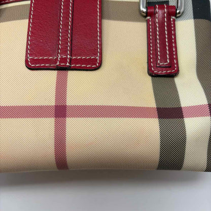 Pre-Owned Burberry Red Multi Coated Canvas Designer Handbag