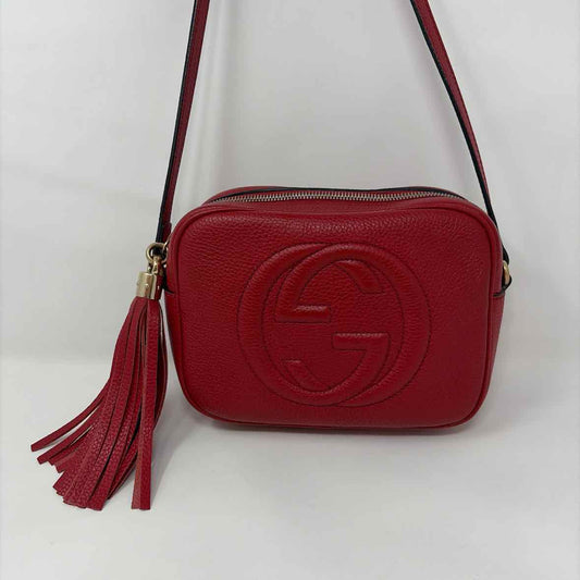 Pre-Owned Gucci Red Leather Designer Handbag