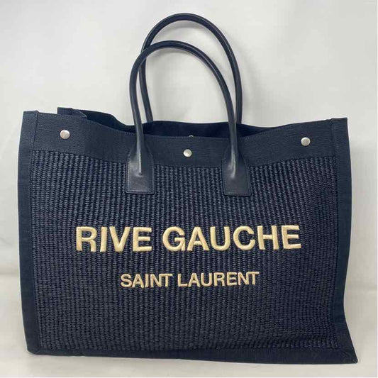 Pre-Owned Saint Laurent Black Raffia Designer Handbag