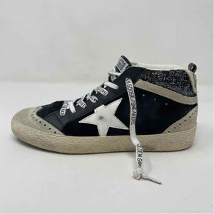 Pre-Owned Golden Goose Black & White Leather Shoe Size 6.5 Designer Shoes