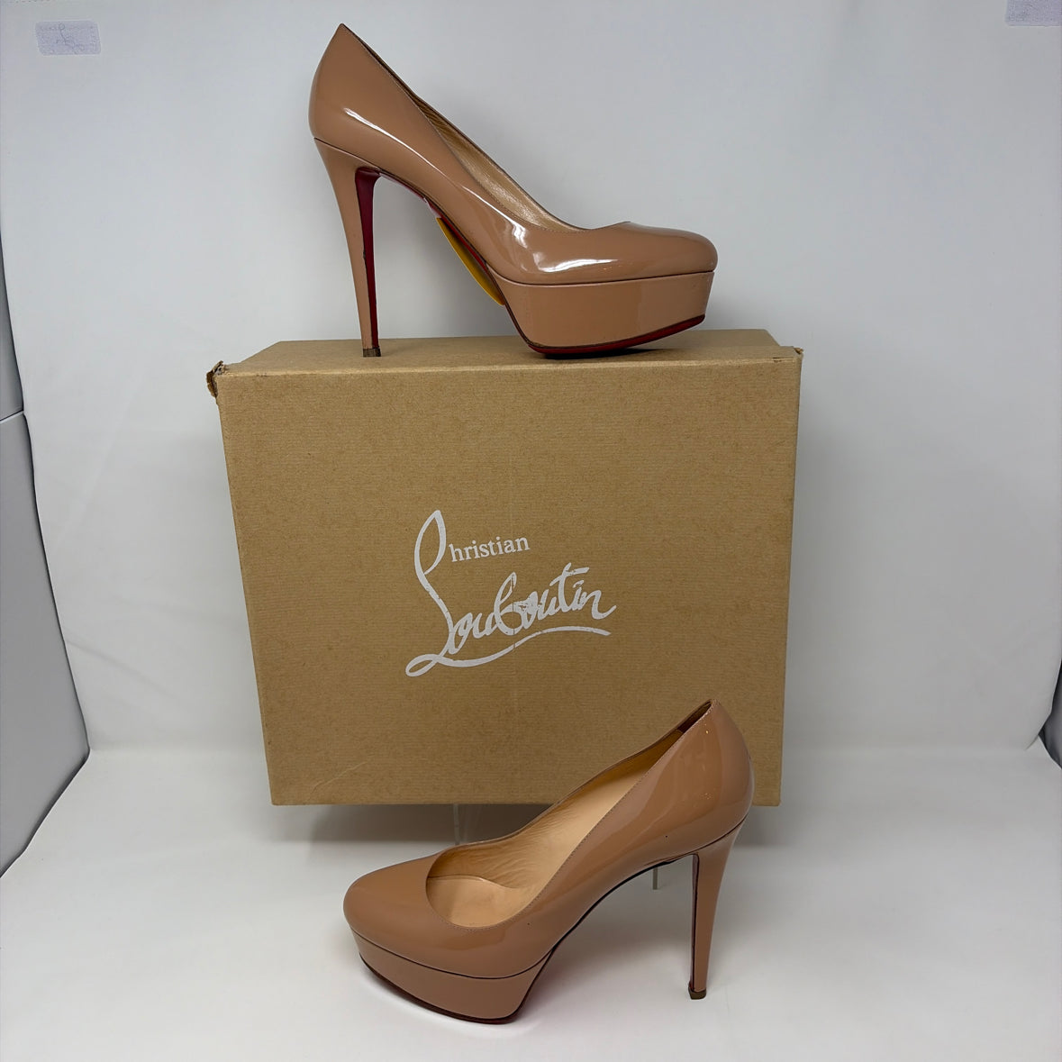 Pre-Owned Christian Louboutin nude Patent Shoe Size 9 Designer Shoes