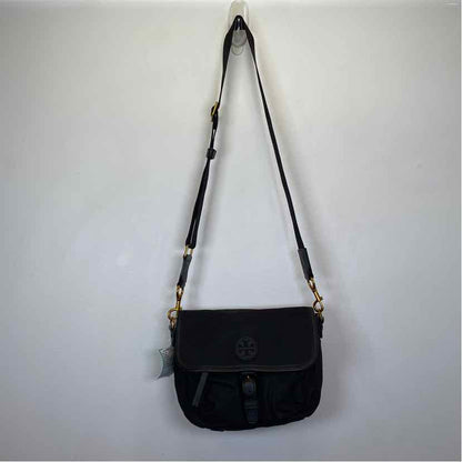 Pre-Owned Tory Burch Black & Gold Nylon Handbag