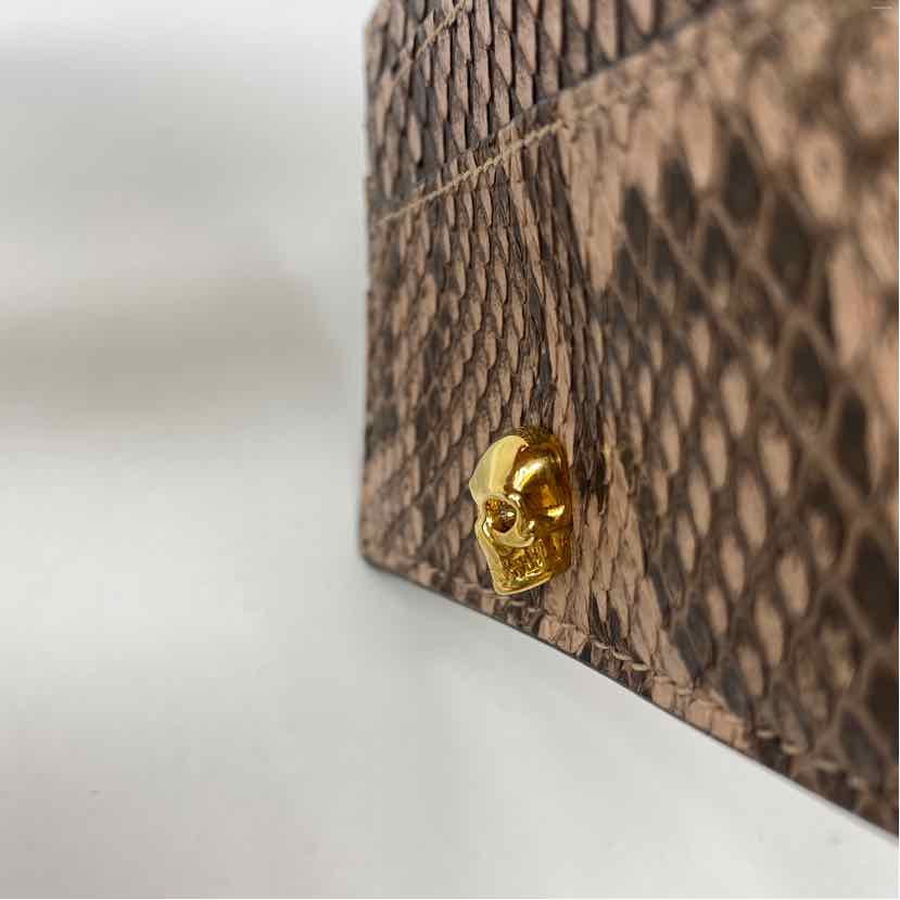 Pre-Owned Alexander McQueen Snake Print Leather Designer Wallet