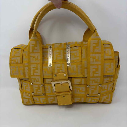 Pre-Owned Fendi Yellow Canvas Designer Handbag