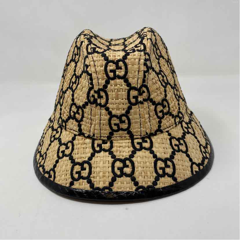 Pre-Owned Gucci Monogram Straw Designer Hats