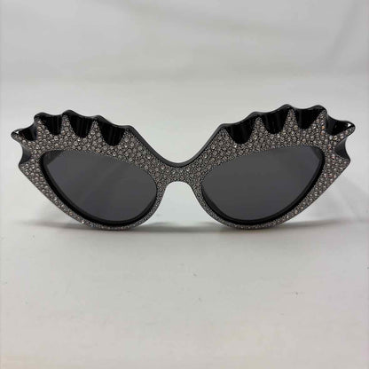 Pre-Owned Gucci Black/Silver Acrylic Designer Sunglasses