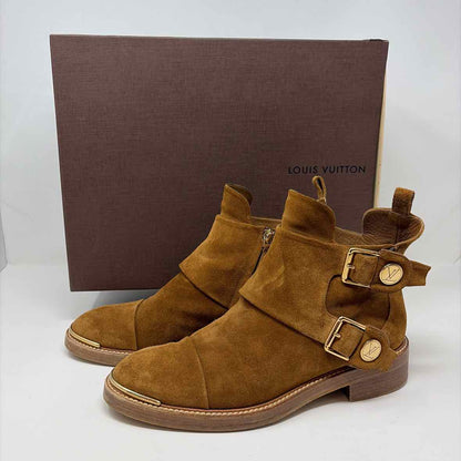 Pre-Owned Louis Vuitton Cognac Suede Shoe Size 9.5 Designer Shoes