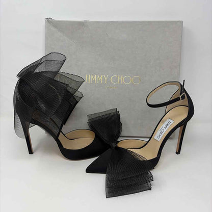 Pre-Owned Jimmy Choo Black Satin Shoe Size 9.5 Designer Shoes