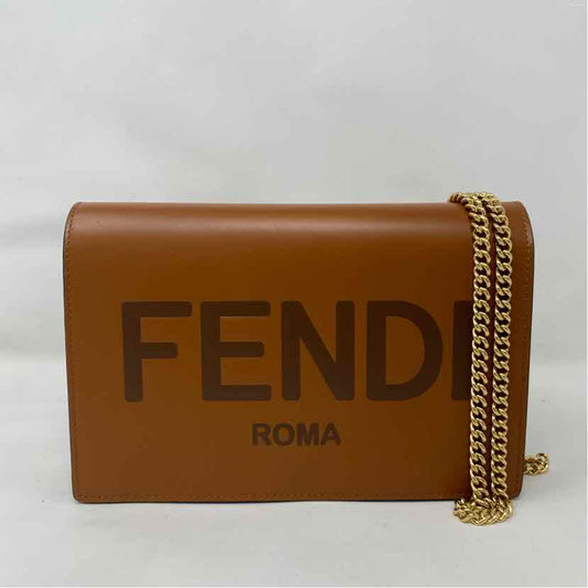 Pre-Owned Fendi Cognac Leather Designer Handbag