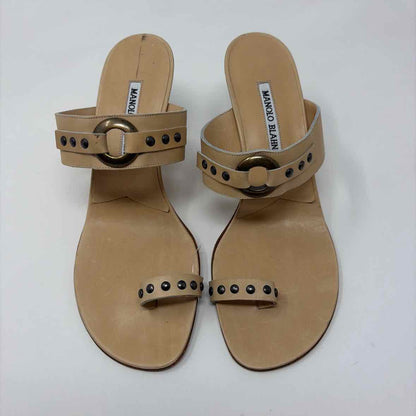 Pre-Owned Manolo Blahnik Tan Leather Shoe Size 9 Designer Shoes