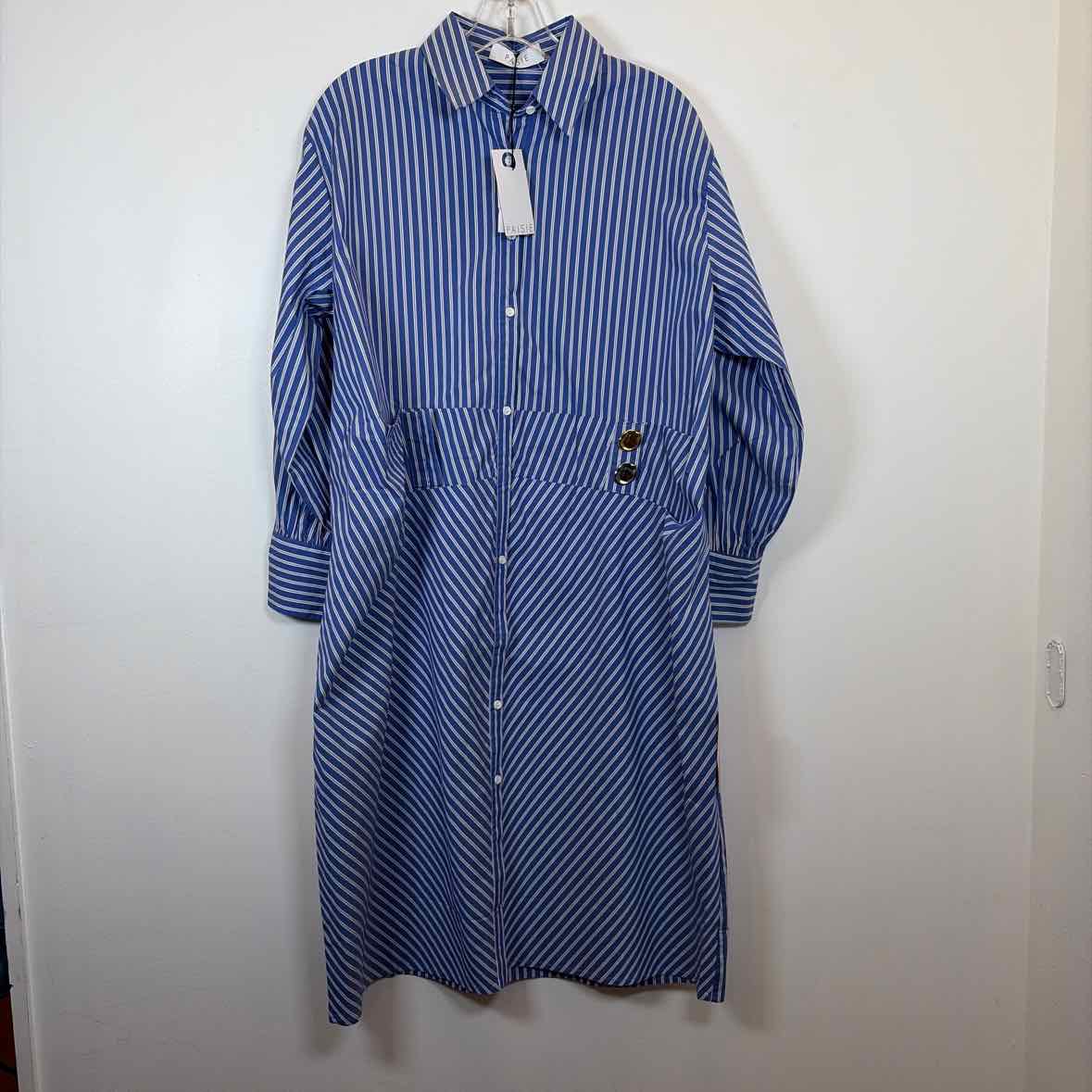 Pre-Owned Size 10/L Paisie blue stripe Casual Dress