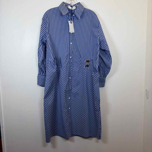 Pre-Owned Size 10/L Paisie blue stripe Casual Dress