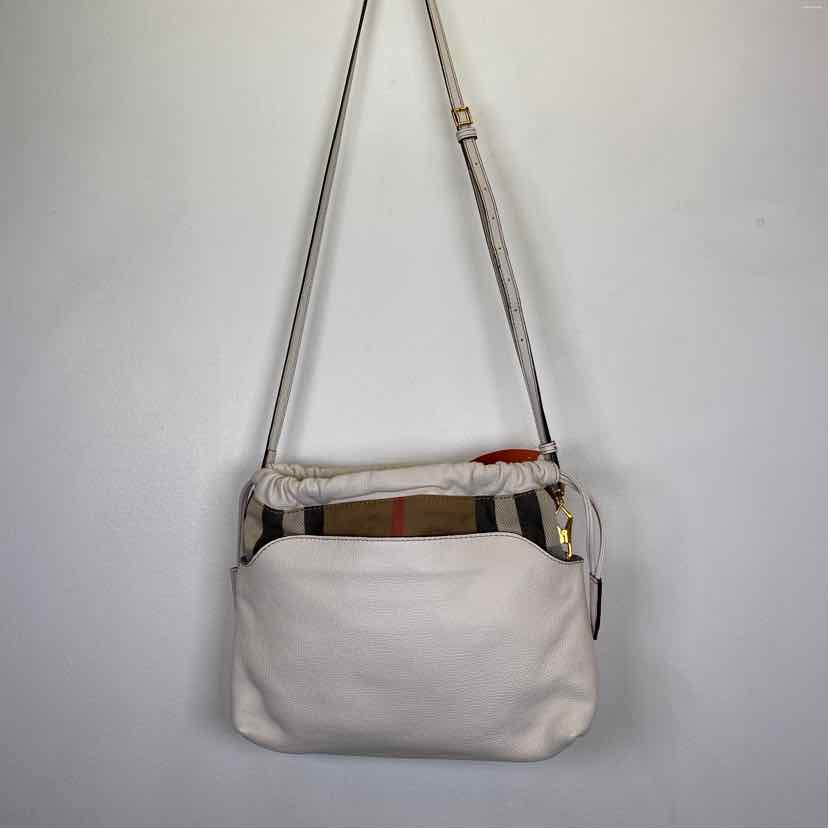 Pre-Owned Burberry White Leather Designer Handbag