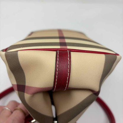 Pre-Owned Burberry Red Multi Coated Canvas Designer Handbag