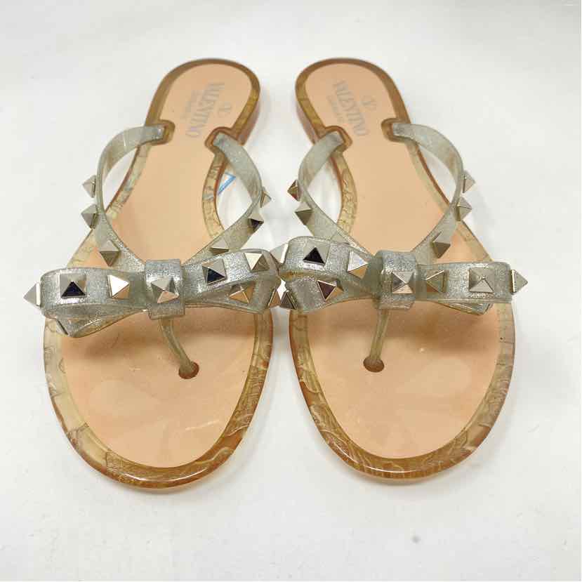 Pre-Owned Valentino Silver Plastic Shoe Size 8.5 Designer Shoes