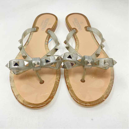 Pre-Owned Valentino Silver Plastic Shoe Size 8.5 Designer Shoes