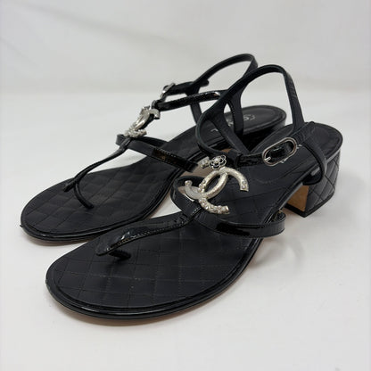 Pre-Owned Chanel Black Patent Shoe Size 10 Designer Shoes