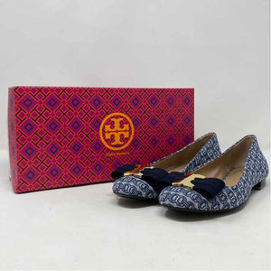 Pre-Owned Shoe Size 6.5 Tory Burch Navy Floral Flats