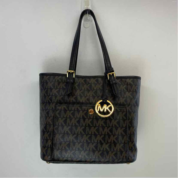 Pre-Owned Michael Kors Brown W/ Black Leather Handbag